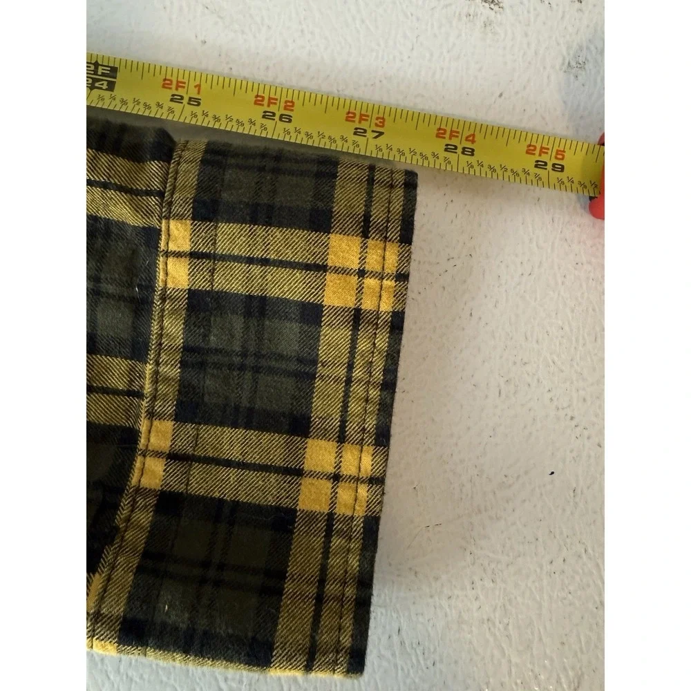 Banana Republic Black & Yellow Soft Flannel Plaid Shirt Untucked Fit Mens XL
